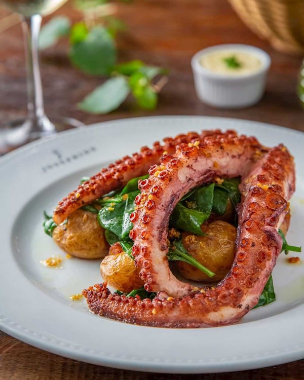 Polvo à Lagareiro (Lagareiro-style Roast Octopus) with baked potatoes